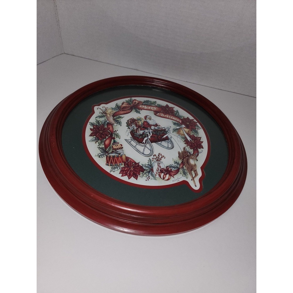 Kay Lamb Shannon Santa in Sleigh Merry Christmas Print in‎ frame